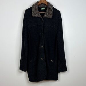 Geiger Sweater Womens 40 Medium Dark Gray Wool Long Jacket Made in Austria